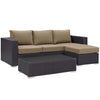 Convene 3 Piece Outdoor Patio Sofa Set by Modway| Espresso Mocha