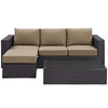 Convene 3 Piece Outdoor Patio Sofa Set by Modway| Espresso Mocha