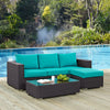 Modway Convene Wicker Rattan 3-Piece Outdoor Patio Furniture Sofa Set in Espresso Turquoise MDY-EEI-2178-EXP-TRQ-SET