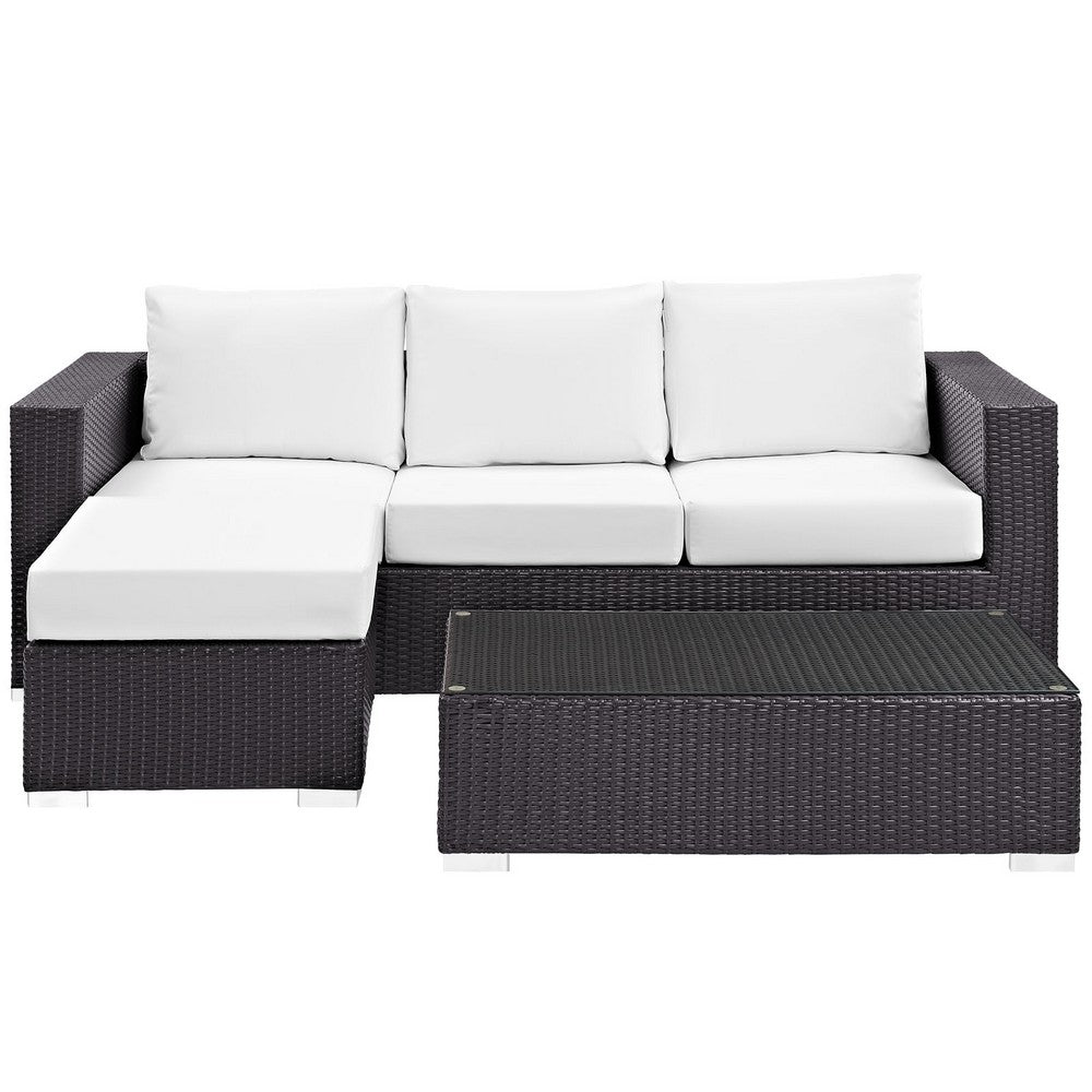 Convene 3 Piece Outdoor Patio Sofa Set by Modway| Espresso White