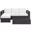 Modway Convene Wicker Rattan 3-Piece Outdoor Patio Furniture Sofa Set in Espresso White MDY-EEI-2178-EXP-WHI-SET