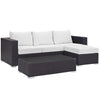 Convene 3 Piece Outdoor Patio Sofa Set by Modway| Espresso White