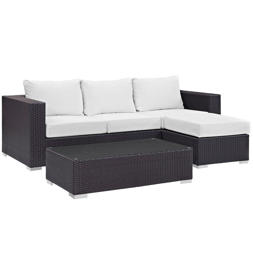 Convene 3 Piece Outdoor Patio Sofa Set by Modway| Espresso White