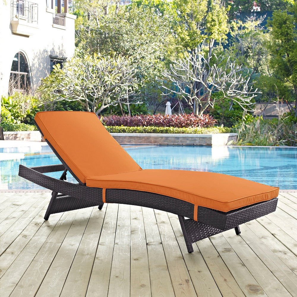 Convene Outdoor Patio Chaise by Modway| Espresso Orange