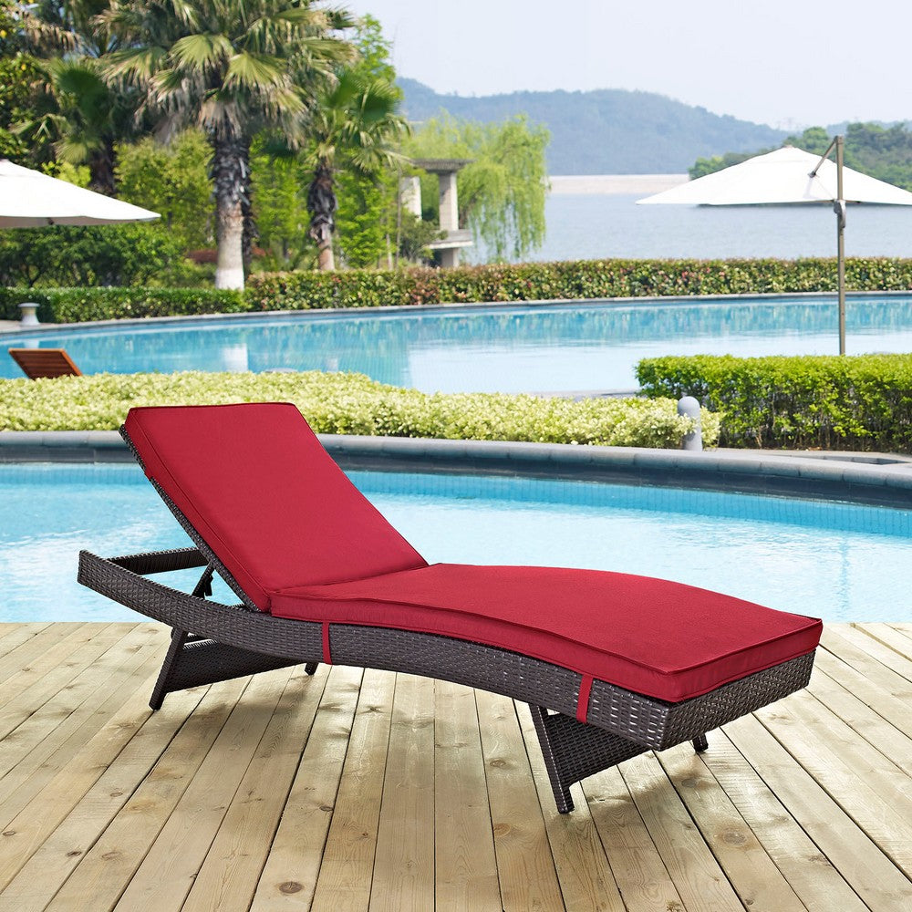 Convene Outdoor Patio Chaise by Modway| Espresso Red