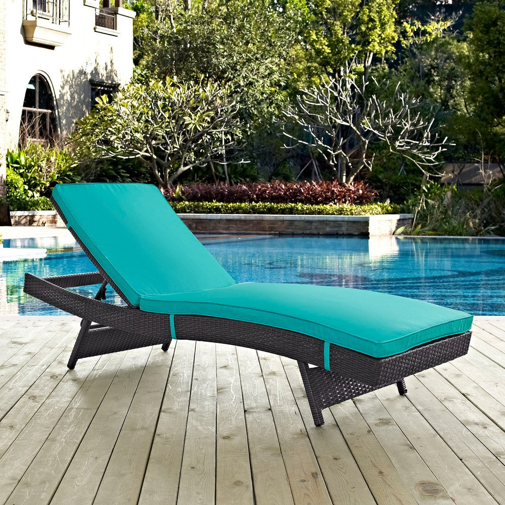 Convene Outdoor Patio Chaise by Modway| Espresso Turquoise
