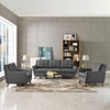 Modway Beguile Mid-Century Modern Sofa Upholstered Fabric with Sofa and Two Armchairs in Gray MDY-EEI-2184-DOR-SET