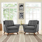 Modway Beguile Mid-Century Two Modern Armchair Set Upholstered Fabric in Gray MDY-EEI-2185-DOR-SET