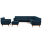 Modway Engage Mid-Century Modern Upholstered Fabric 5-Piece Sectional Sofa in Azure, Seating For Six