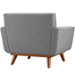 Modway Engage Mid-Century Modern Upholstered Fabric Accent Armchair and Ottoman in Expectation Gray MDY-EEI-2187-GRY-SET