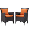 Modway EEI-2188-EXP-ORA-SET 2 Piece Set Convene Wicker Rattan Outdoor Patio, Two Dining Armchairs, Orange