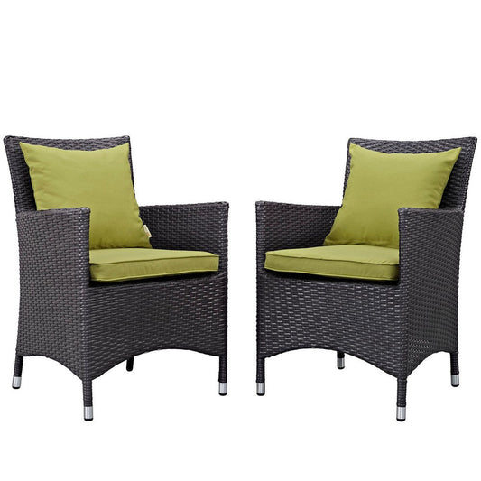 Modway EEI-2188-EXP-PER-SET 2 Piece Set Convene Wicker Rattan Outdoor Patio, Two Dining Armchairs, Peridot