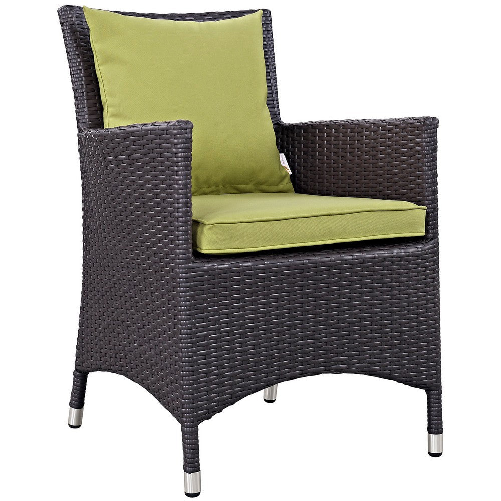 Modway EEI-2188-EXP-PER-SET 2 Piece Set Convene Wicker Rattan Outdoor Patio Two Dining Armchairs Peridot MDY-EEI-2188-EXP-PER-SET