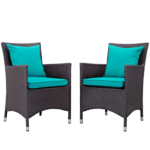 Convene 2 Piece Outdoor Patio Dining Set by Modway| Espresso Turquoise