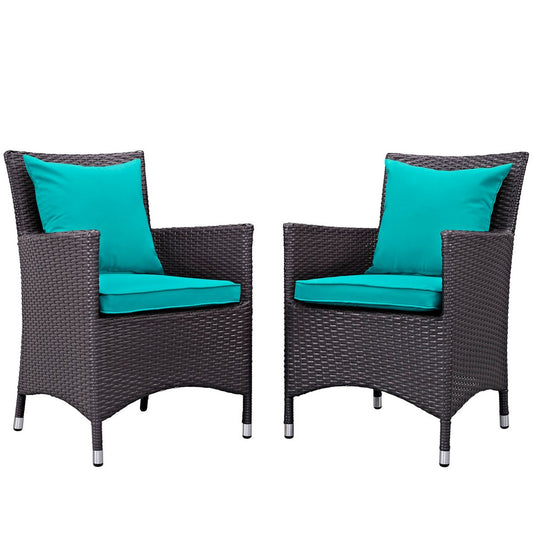 Convene 2 Piece Outdoor Patio Dining Set by Modway| Espresso Turquoise
