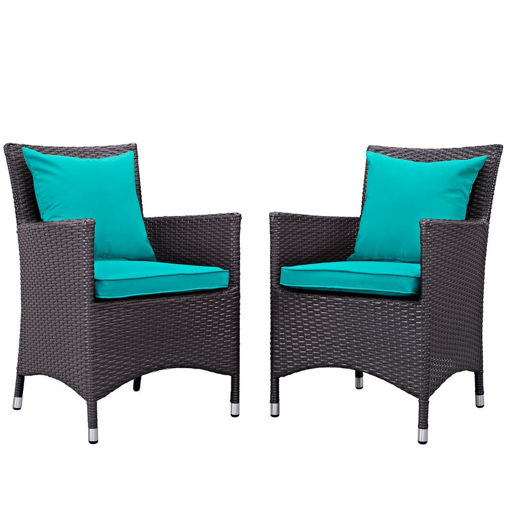 Convene 2 Piece Outdoor Patio Dining Set by Modway| Espresso Turquoise