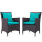 Modway EEI-2188-EXP-TRQ-SET 2 Piece Set Convene Wicker Rattan Outdoor Patio, Two Dining Armchairs, Turquoise