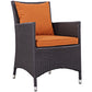 Modway P 4 Piece Set Convene Wicker Rattan Outdoor Patio Four Dining Armchairs Orange MDY-EEI-2190-EXP-ORA-SET