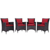 Convene 4 Piece Outdoor Patio Dining Set by Modway| Espresso Red