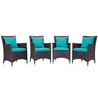 Convene 4 Piece Outdoor Patio Dining Set by Modway| Espresso Turquoise