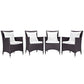 Modway EEI-2190-EXP-WHI-SET 4 Piece Set Convene Wicker Rattan Outdoor Patio, Four Dining Armchairs, White