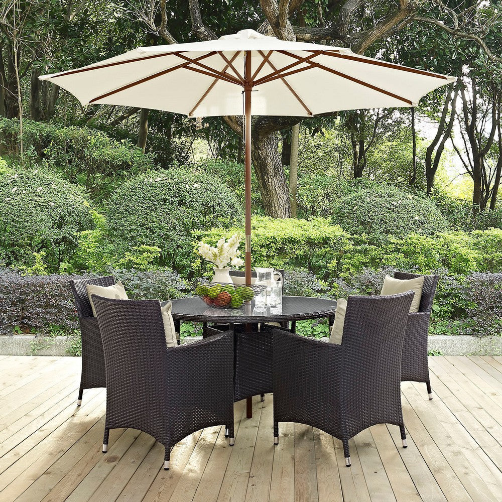 Modway Convene 7-pc Outdoor Patio Dining Set with Machine Washable Cushions in Espresso Beige MDY-EEI-2193-EXP-BEI-SET