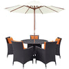 Modway Convene 7-pc Outdoor Patio Dining Set with Machine Washable Cushions in Espresso Orange