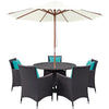 Modway Convene 7-pc Outdoor Patio Dining Set with Machine Washable Cushions in Espresso Turquoise