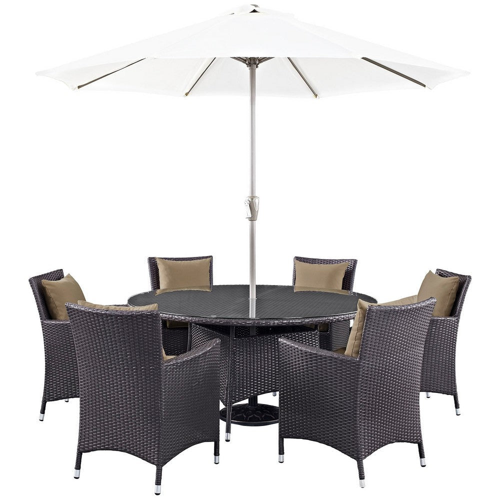 Modway Convene Wicker Rattan 8-Piece Outdoor Patio Dining Set in Espresso Mocha