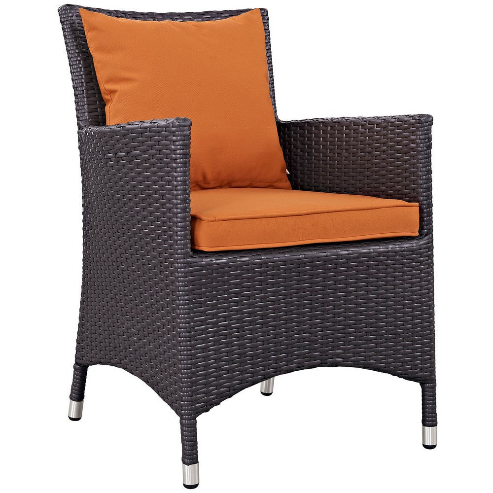 Modway Convene Wicker Rattan 8-Piece Outdoor Patio Dining Set in Espresso Orange MDY-EEI-2194-EXP-ORA-SET