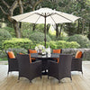 Modway Convene Wicker Rattan 8-Piece Outdoor Patio Dining Set in Espresso Orange MDY-EEI-2194-EXP-ORA-SET