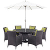 Modway Convene Wicker Rattan 8-Piece Outdoor Patio Dining Set in Espresso Peridot