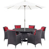 Modway Convene Wicker Rattan 8-Piece Outdoor Patio Dining Set in Espresso Red