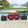 Modway Convene Collection 7-Piece Outdoor Patio Sectional Set in Espresso Red MDY-EEI-2200-EXP-RED-SET