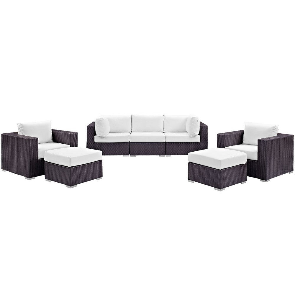 Modway Convene Collection 7-Piece Outdoor Patio Sectional Set in Espresso White MDY-EEI-2200-EXP-WHI-SET