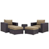 Modway Convene Wicker Rattan 5-Piece Outdoor Patio Furniture Set in Espresso Mocha