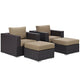 Modway Convene Wicker Rattan 4-Piece Outdoor Patio Furniture Set in Espresso Mocha MDY-EEI-2202-EXP-MOC-SET