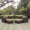 Modway Convene Wicker Rattan 4-Piece Outdoor Patio Furniture Set in Espresso Mocha