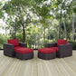 Modway Convene Wicker Rattan 4-Piece Outdoor Patio Furniture Set in Espresso Red MDY-EEI-2202-EXP-RED-SET