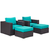 Convene 4 Piece Outdoor Patio Sectional Set by Modway| Espresso Turquoise