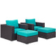 Convene 4 Piece Outdoor Patio Sectional Set by Modway| Espresso Turquoise