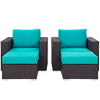 Convene 4 Piece Outdoor Patio Sectional Set by Modway| Espresso Turquoise