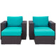 Convene 4 Piece Outdoor Patio Sectional Set by Modway| Espresso Turquoise