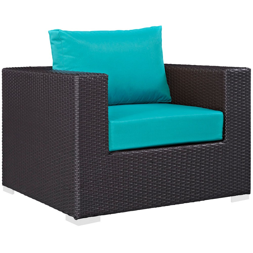 Convene 4 Piece Outdoor Patio Sectional Set by Modway| Espresso Turquoise