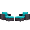 Convene 4 Piece Outdoor Patio Sectional Set by Modway| Espresso Turquoise