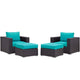 Convene 4 Piece Outdoor Patio Sectional Set by Modway| Espresso Turquoise
