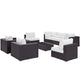 Modway Convene Wicker Rattan 8-Piece Outdoor Patio Sectional Sofa Furniture Set in Espresso White