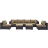 Modway Convene 8-pc Outdoor Patio Sectional Set with Synthetic Rattan Weave in Espresso Mocha MDY-EEI-2204-EXP-MOC-SET