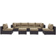 Modway Convene 8-pc Outdoor Patio Sectional Set with Synthetic Rattan Weave in Espresso Mocha MDY-EEI-2204-EXP-MOC-SET