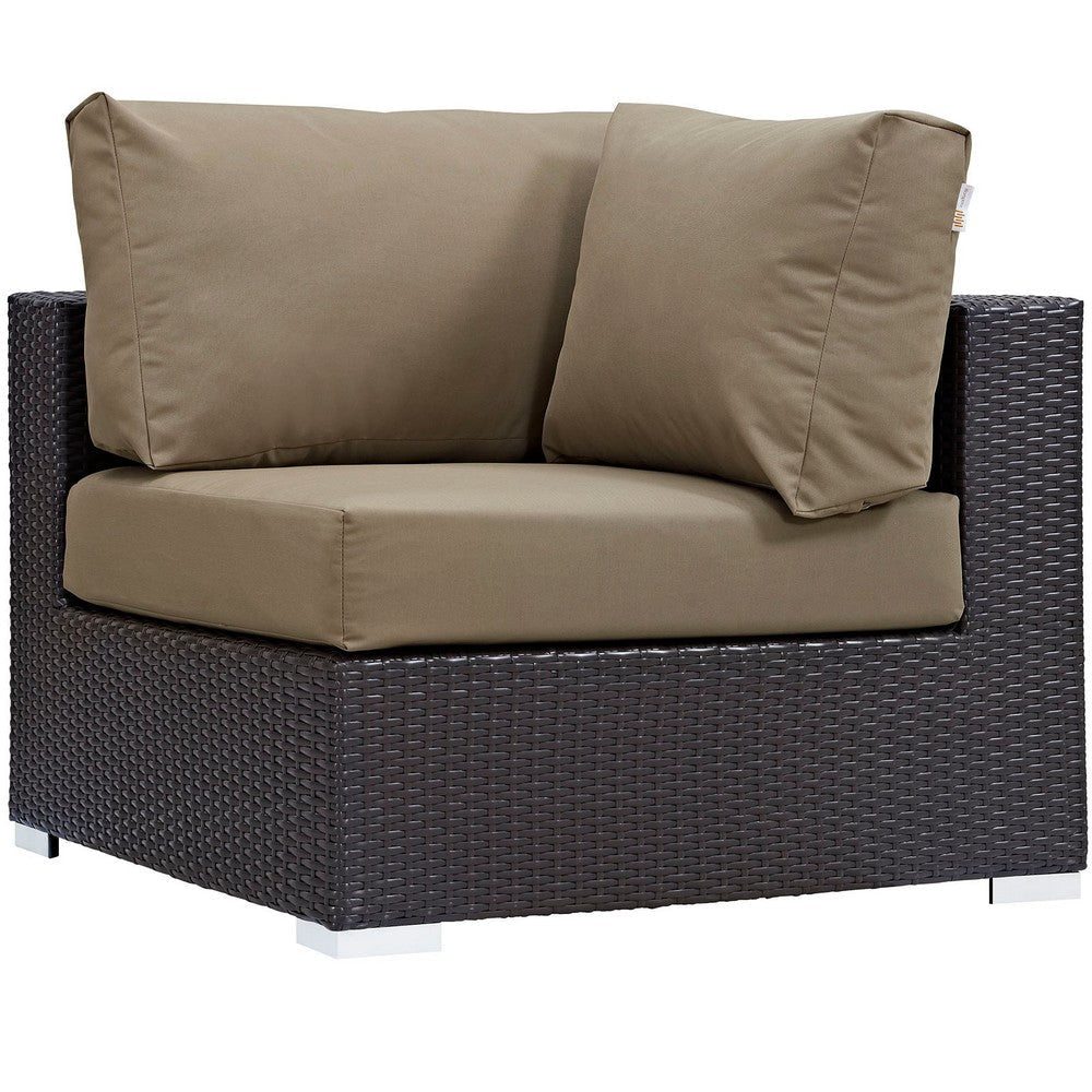 Modway Convene 8-pc Outdoor Patio Sectional Set with Synthetic Rattan Weave in Espresso Mocha MDY-EEI-2204-EXP-MOC-SET